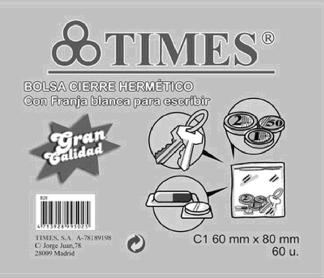 Imagen de TIMES BOLSA CIERRE HERMETICO CON FRANJA BLANCA PARA ESCRIBIR GRAN CALIDAD