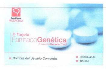 Imagen de EUROESPES MEDICINA TARJETA FARMACOGENETICA PHARMACOGENETIC CARD