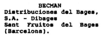 Imagen de BECMAN - DISTRIBUCIONES DEL BAGES, S.A., DIBAGES; SANT FRUITOS DEL BAGES (BARCELONA)