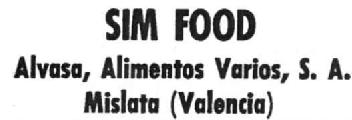 Imagen de SIM FOOD ALVASA, ALIMENTOS VARIOS, S.A. MISLATA (VALENCIA)