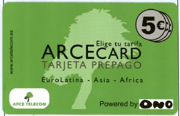Imagen de ARCECARD TARJETA PREPAGO EUROLATINA-ASIA-AFRICA POWERED BY ONO