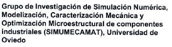 Imagen de GRUPO DE INVESTIGACION DE SIMULACION NUMERICA, MODELIZACION, CARACTERIZACION MECANICA Y OPTIMIZACION MICOESTRUCTURAL DE COMPONENTES INDUSTRIALES (SIMUMECAMAT), UNIVERSIDAD DE OVIEDO