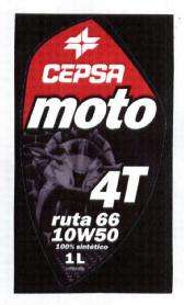Imagen de CEPSA MOTO 4T RUTA 66 10W50 100% SINTETICO 1L