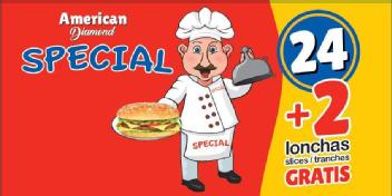 Imagen de AMERICAN DIAMOND SPECIAL 24 + 2 LONCHAS SLICES/TRANCHES GRATIS