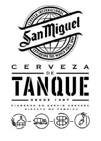 Imagen de SAN MIGUEL CERVEZA INTERNACIONAL EXPLORING THE WORLD SINCE 1890 CERVEZA DE TANQUE DESDE 1997 PIONEROS EN SERVIR CERVEZA DIRECTA DE FABRICA