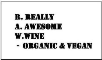 Imagen de R. REALLY A. AWESOME W. WINE - ORGANIC & VEGAN