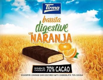 Imagen de TIRMA BARRITA DIGESTIVE CON NARANJA BAÑADA EN CHOCOLATE 70% CACAO DIGESTIVE ORANGE BAR COVERED WITH CHOCOLATE 70% COCOA