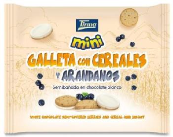 Imagen de TIRMA MINI GALLETA CON CEREALES Y ARÁNDANOS SEMIBAÑADA EN CHOCOLATE BLANCO WHITE CHOCOLATE SEMI-COVERED BERRIES AND CEREAL MINI BISCUIT