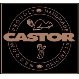 Imagen de CASTOR; WOODEN ORIGINALS; PROUDLY HANDMADE; SILUETA DE UN CASTOR DE PERFIL; SILUETA DE UN TRONCO DE ARBOL; EMBELLECEDORES/SEPARADORES DE DENOMINACIONES TIPO CUADRADO CON SOMBRA; DOBLE CIRCULO FORMANDO UN SELLOQUE ENVUELVE DENOMINACIONES