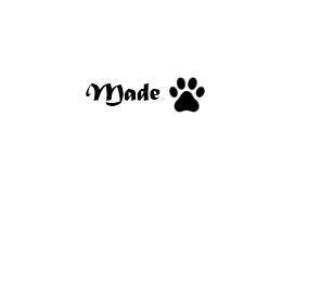 Imagen de la palabra Made y una imagen de una huella de perro