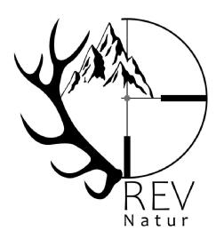 Imagen de El logotipo esta formado por el símbolo, y la denominación REVNATUR, la cual es el nombre comercial. El símbolo esta formado por iconos gráficos, una montaña, una mirilla y un cuerno de ciervo