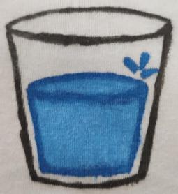 Imagen de Forma de vaso transparente.Interior en color azul con bordes resaltados en azul oscuro.Se aprecia una gota de agua en tres partes