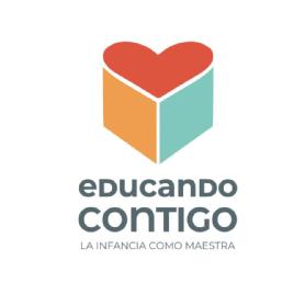 Imagen de Logo, marca y claim. Logo- cubo Montessori y corazón. El cubo representa también el simil de un libro. Marca. Educando Contigo. Claim. Lainfancia como maestra