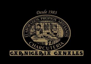 Imagen de nombre carniceria canales, y logotipo de hombre y mujer elaborando