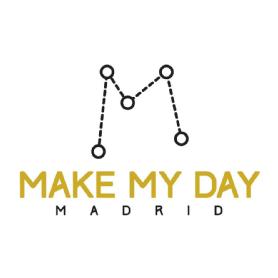 Imagen de Elemento denominativo Make My Day (Madrid es opcional). El logotipo contiene una M formada por 5 puntos