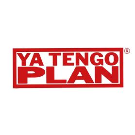 Imagen de letras en color rojo, en 2 líneas con recuadro rectangular, el tamañode la palabra PLAN es mas grande que las palabras YA TENGO. y esta laR introducida en un circulo fuera del rectángulo
