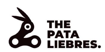 Imagen de El texto THE PATALIEBRES. El diseño de un conejo en bicicleta a partir de eslabones de una cadena