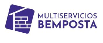 Imagen de MULTISERVICIOS BEMPOSTA LOGO PRINCIPAL EN AZUL OSCURO, CONFORMADO PORUNA SILUETA DE UNA VIVIENDA EN UN LATERAL, Y UNOS LADRILLOS CONFORMANDO UNA PARED LATERAL EN EL OTRO LADO, TODO ESTO DENTRO DE UN CUADRADOAZUL, SIENDO LA SILUETA BLANCA