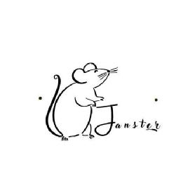 Imagen de Un ratón/hámster en postura bípeda con el texto Janster