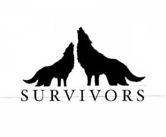 Imagen de Siluetas Lobo alpha y loba omega representando de manera abstracta una montaña junto con su nombre de marca representativo