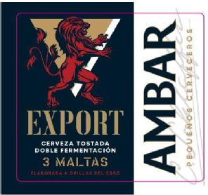 Imagen de EXPORT AMBAR PEQUEÑOS CERVECEROS CERVEZA TOSTADA DOBLE FERMENTACIÓN 3MALTAS ELABORADA A ORILLAS DEL EBRO