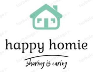Imagen de Logo: Una casita sonriente Marca: Happy Homie Eslógan: Sharing is Caring