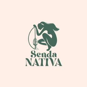 Imagen de Logotipo creado exclusivo para la marca, mujer arrodillada, en fondo rosa #ffefe6 con logotipo en verde #46685b , frente a un arco con tipografia exclusiva para la marca Bellagium Demo #ffefe6#ffecca#c7770e#f4dfb6#46685b#ffffff