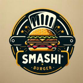 Imagen de Una hamburguesa con una espátula detrás rodeado de 4 estrellas. El logo dice 