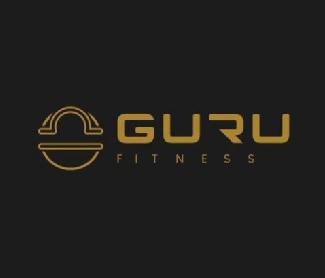 Imagen de Guru Fitness, con fondo negro y logotipo y letras en color Bronce