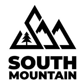 Imagen de South Mountain Imagotipo SM con formas de montañas y un pino