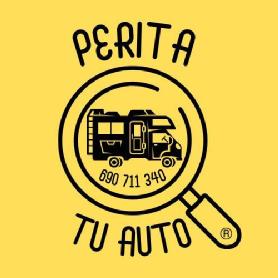 Imagen de DIBUJO LINEAL DE UNA LUPA, DENTRO SE ENCUENTRA UNA SILUETA DE UNA AUTOCARAVANA, EL TEXTO 690 711 340 Y EN EL EXTERIOR EL TEXTO PERITA TU AUTO