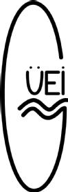 Imagen de La letra G en forma de tabla de surf, incluyendo una dieresis sobre unas olas en el interior