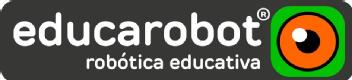 Imagen de palabra educarobot junto a símbolo de ojo en colores naranja, negro, blanco y verdeSe incluyen símbolo de marca registrada y la frase 