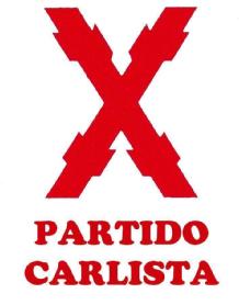 Imagen de Aspa roja, denominada cruz de san andres y debajo lqetras rojas con la denominación 