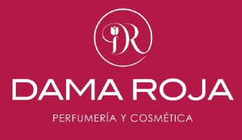 Imagen de LOGOTIPO RECTANGULAR, FONDO ROJO GRANATE, NOMBRE DAMA ROJA EN LETRAS SOLIDAS COLOR BLANCO. ADEMÁS, DE UN ANAGRAMA REDONDEADO CON LAS INICIALES D Y R EN CURSIVAS, FORMANDO LA D UN TULIPAN,