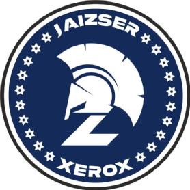 Imagen de CASCO TROYANO QUE HACE LA FORMA DE LA Z ENUN CIRCULO RODEADO DE ESTRELLAS TORX CON ELNOMBRE JAIZSER ARRIBA Y XEROX ABAJO FONDOAZUL RESTO BLANCO