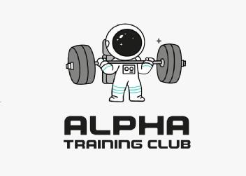 Imagen de logotipo de un astronauta y la palabra ALPHA TRAINING CLUBTIPOGRAFÍA