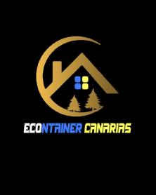 Imagen de ECONTAINER CANARIAS EN COLORES DE BANDERA DE LAS ISLAS CANARIAS BLANCO AZUL Y AMARILLO; MEDIA LUNA; 2 ARBOLES; TEJADO; COLORES BANDERA ISLAS CANARIAS