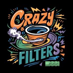 Imagen de Logo con texto Crazy filters con filtro en forma de espiral