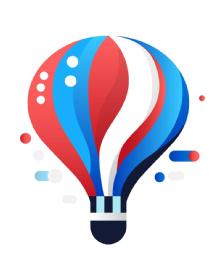 Imagen de Globo aerostático en colores rojo, azul y blanco