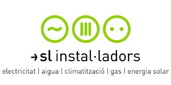 Imagen de Tres circulos con simbología especifica de instalador. De derecha a izquierda, agua, clima y electricidad. La línia alterna simboliza agua,las tres rayas verticales simboliza un radiador (clima) y el tercero simboliza un enchufe