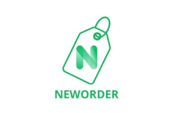 Imagen de Etiqueta con letra N mayuscula en el centro y debajo de la etiqueta en letras mayusculas esta la palabra NEWORDER
