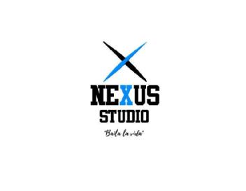 Imagen de Logotipo Nexus Studio (Nombre), letras negras y azul cian y letras blancas y azul cian, con fondos blanco, negro o transparente