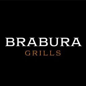 Imagen de el log usa Sheriff como tipo de letra. Aparece Brabura en blanco y Grills en color Naranja. por otro lado tambien puede aparecer en negativo, es decir, fondo blanco con Brabura en negro manteniendose el mismo naranja para Grills