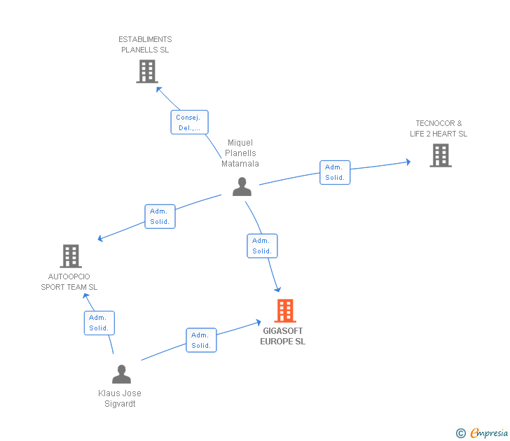 Vinculaciones societarias de GIGASOFT EUROPE SL