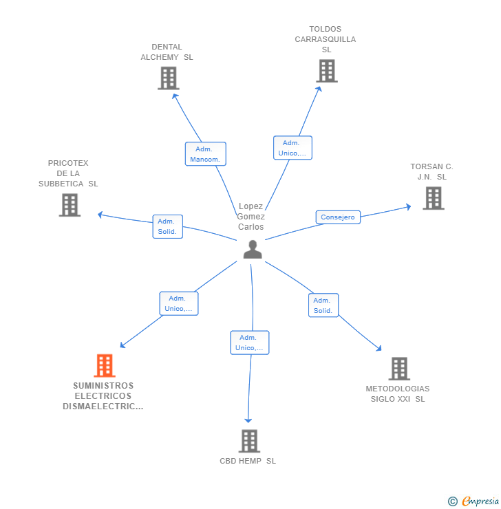 Vinculaciones societarias de SUMINISTROS ELECTRICOS DISMAELECTRIC SL