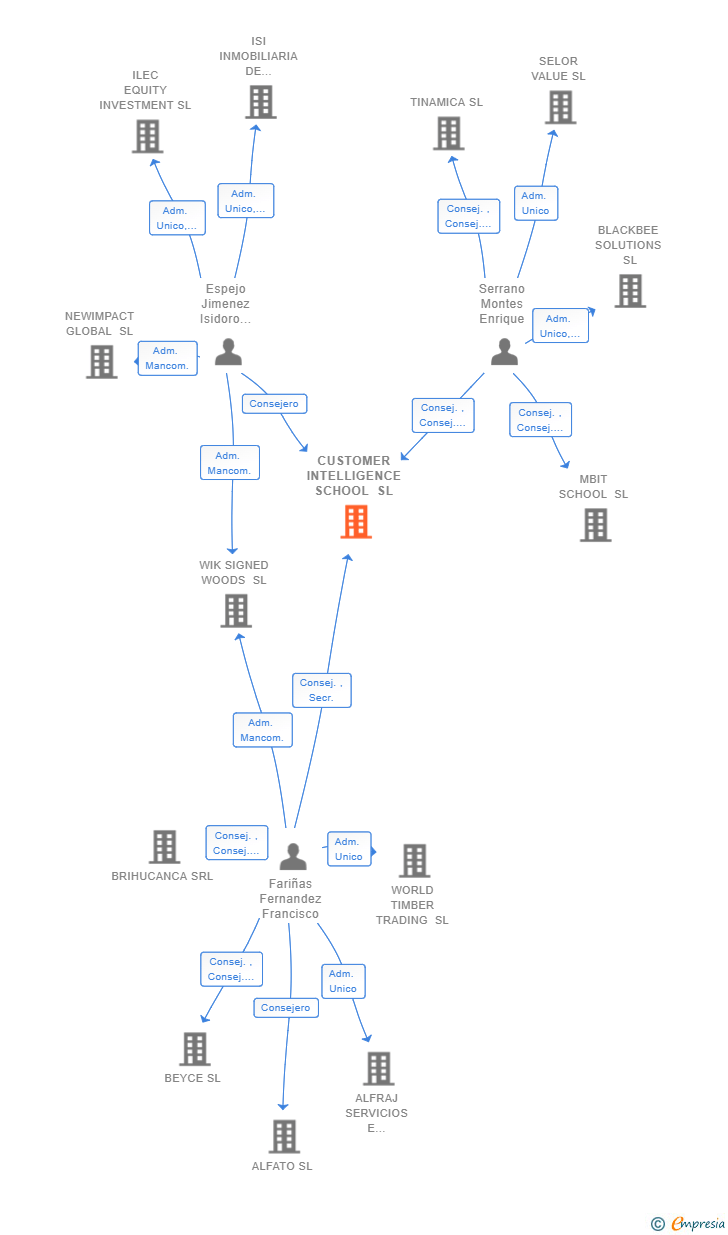 Vinculaciones societarias de CUSTOMER INTELLIGENCE SCHOOL SL