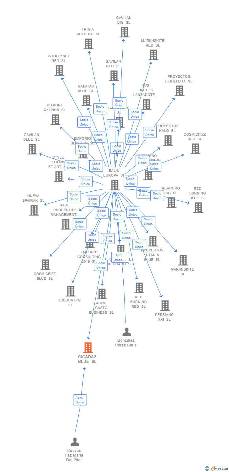 Vinculaciones societarias de CICADAS BLUE SL
