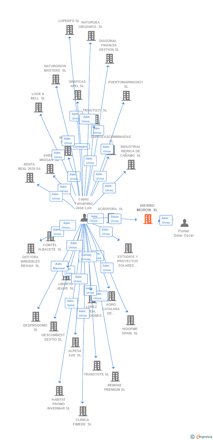 Vinculaciones societarias de HIERRO MORON SL