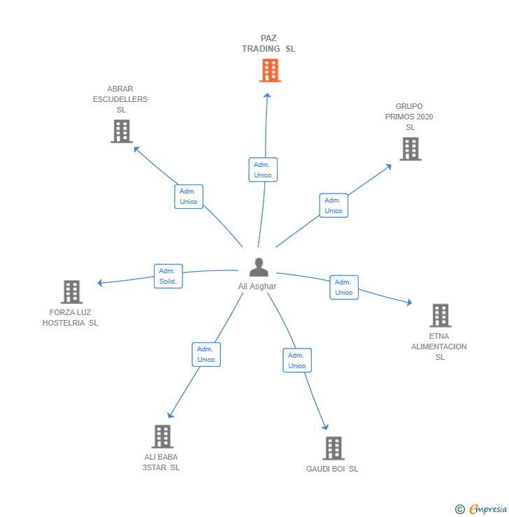 Vinculaciones societarias de PAZ TRADING SL